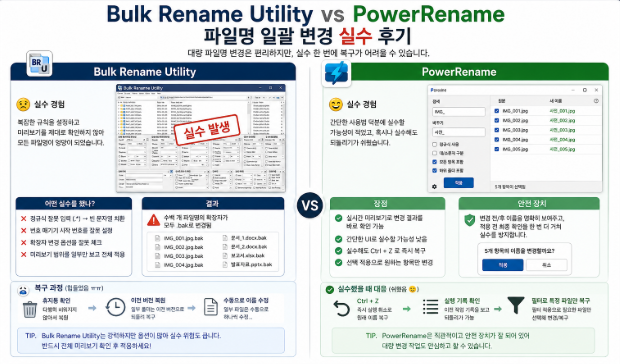 Bulk Rename Utility vs PowerRename 파일명 일괄 변경 실수 후기
